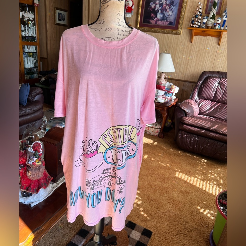 Women’s FRIENDS how you doing’? Central Perk night dress with pockets.